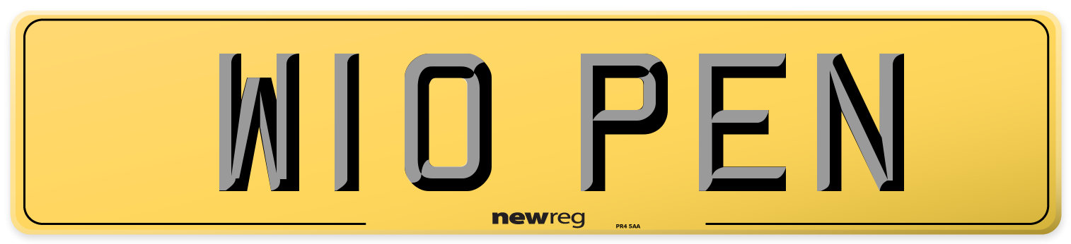 W10 PEN Rear Number Plate