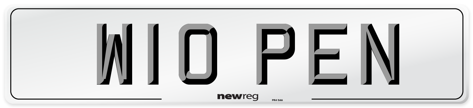W10 PEN Front Number Plate