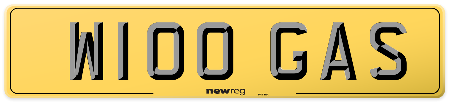 W100 GAS Rear Number Plate