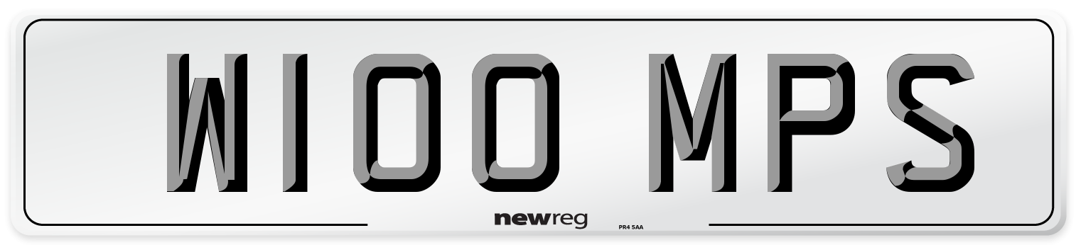 W100 MPS Front Number Plate
