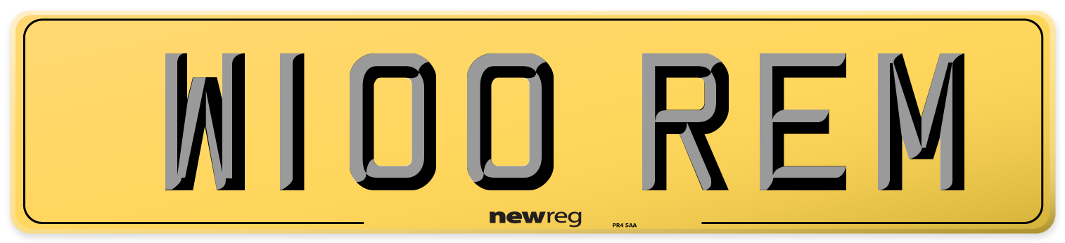 W100 REM Rear Number Plate