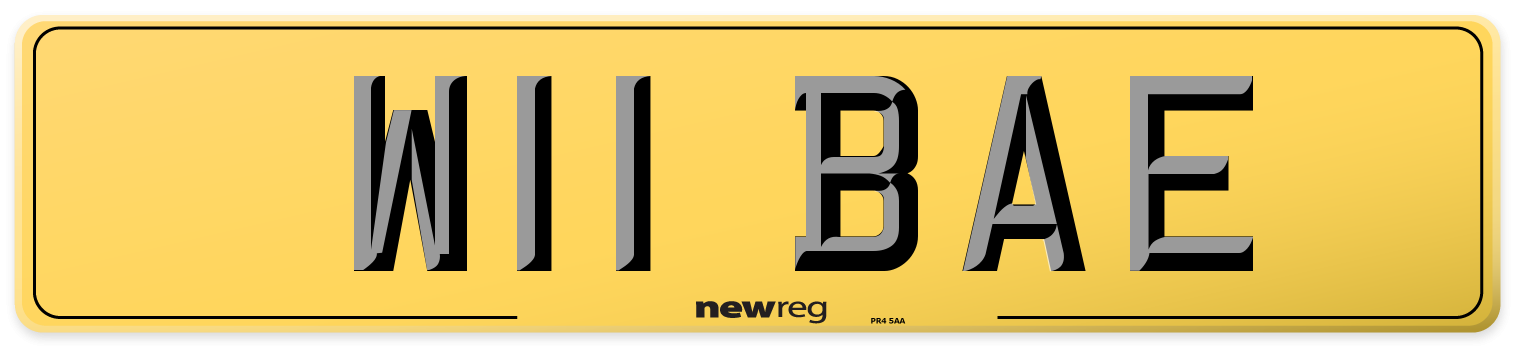 W11 BAE Rear Number Plate