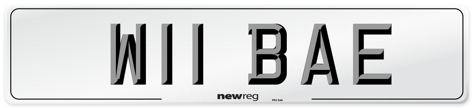 W11 BAE Front Number Plate