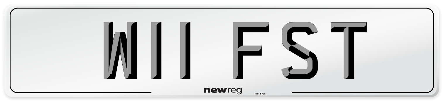 W11 FST Front Number Plate