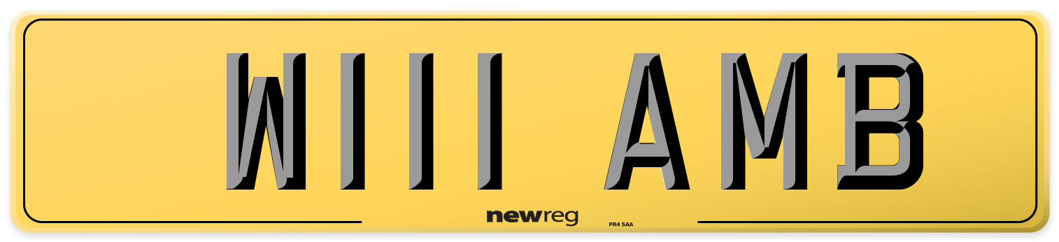 W111 AMB Rear Number Plate