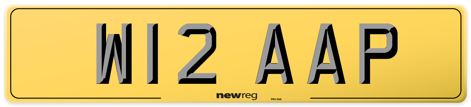 W12 AAP Rear Number Plate