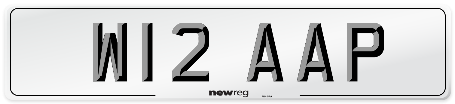 W12 AAP Front Number Plate