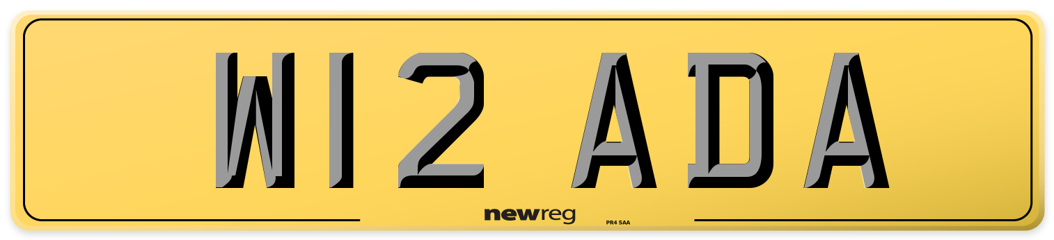 W12 ADA Rear Number Plate