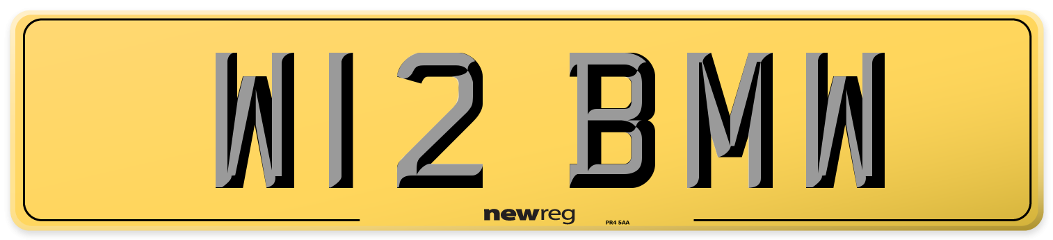 W12 BMW Rear Number Plate
