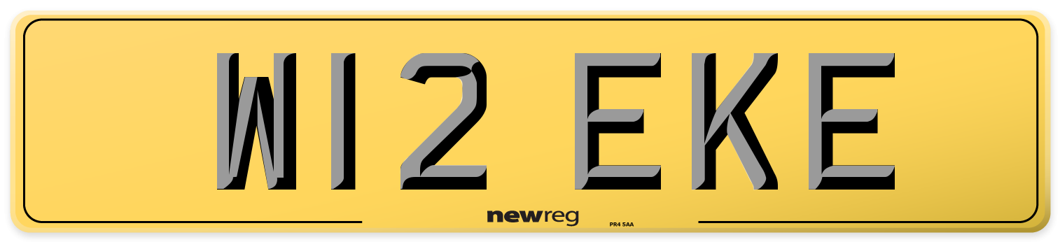 W12 EKE Rear Number Plate