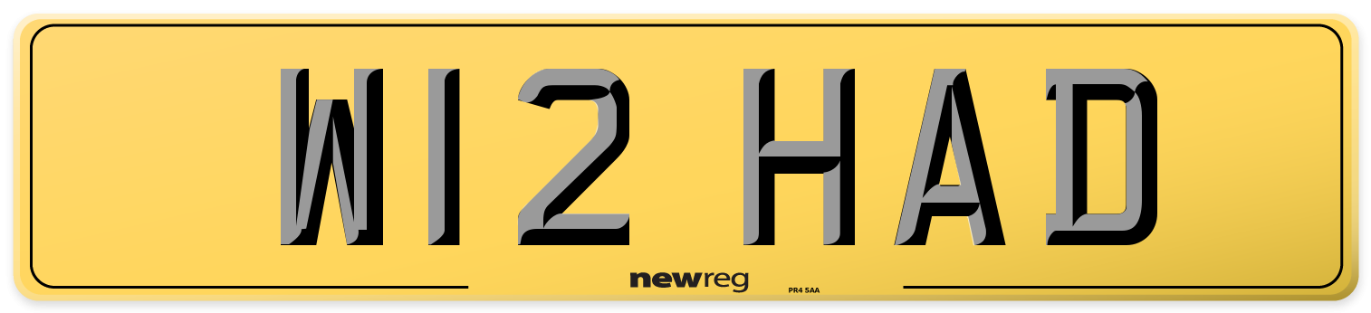 W12 HAD Rear Number Plate