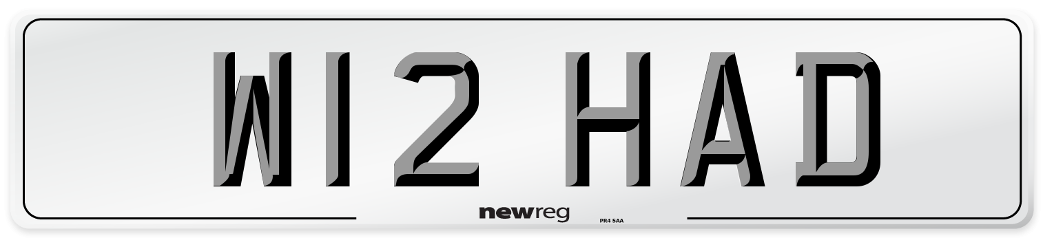 W12 HAD Front Number Plate