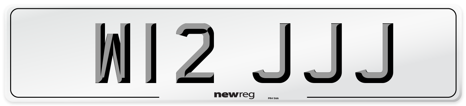 W12 JJJ Front Number Plate