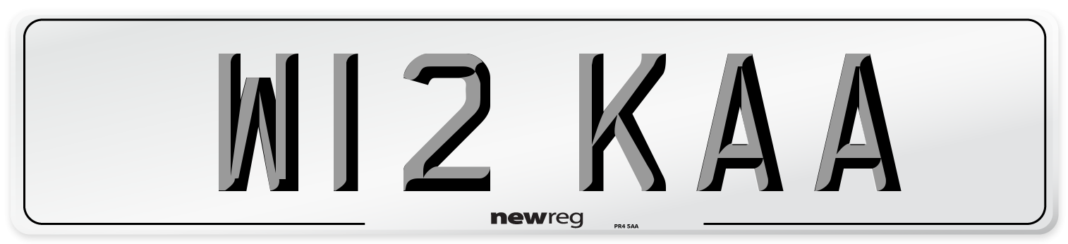W12 KAA Front Number Plate