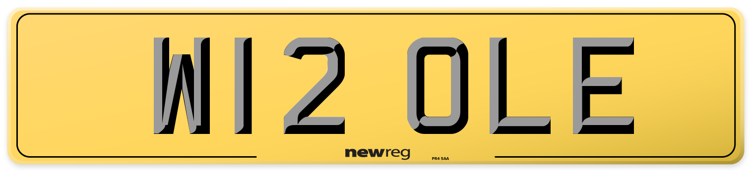 W12 OLE Rear Number Plate