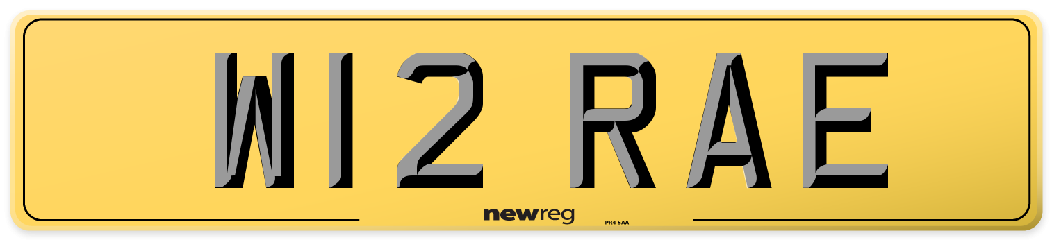 W12 RAE Rear Number Plate