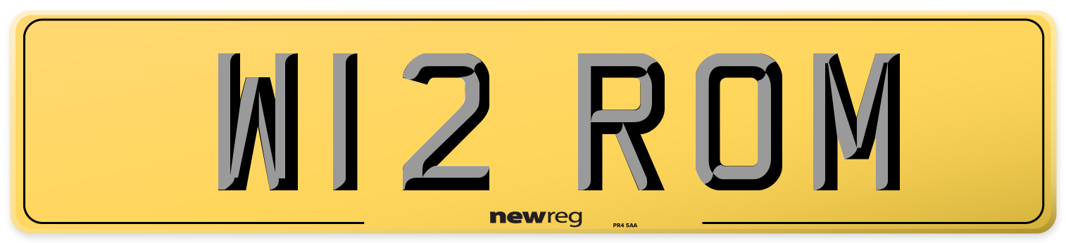 W12 ROM Rear Number Plate