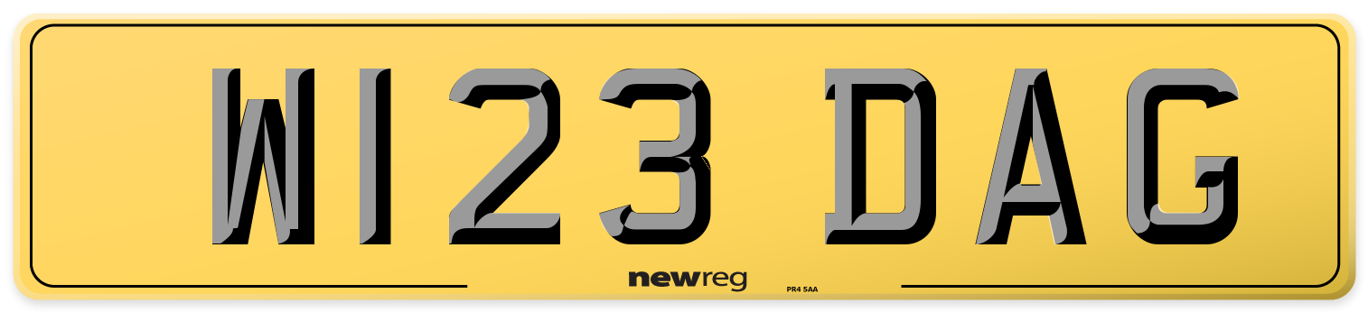 W123 DAG Rear Number Plate