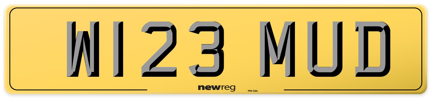 W123 MUD Rear Number Plate