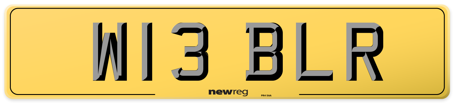 W13 BLR Rear Number Plate