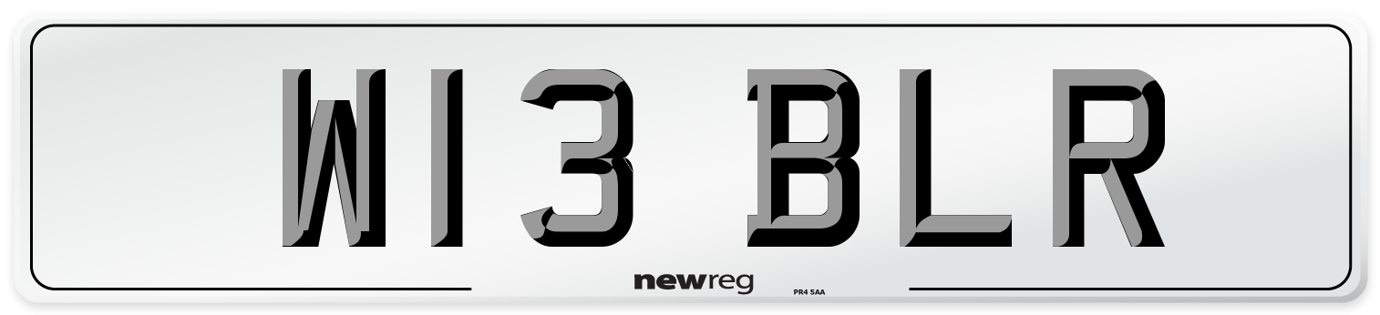 W13 BLR Front Number Plate