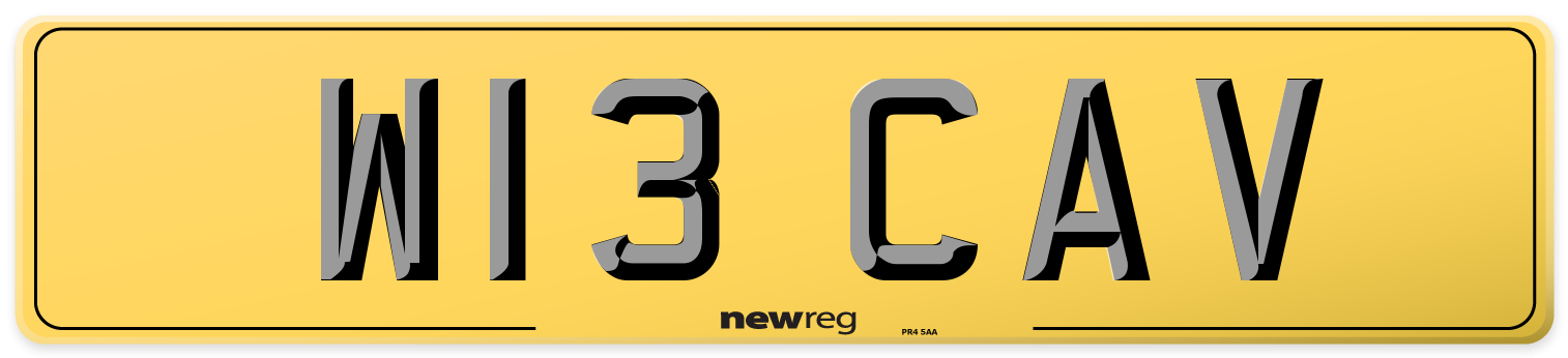 W13 CAV Rear Number Plate