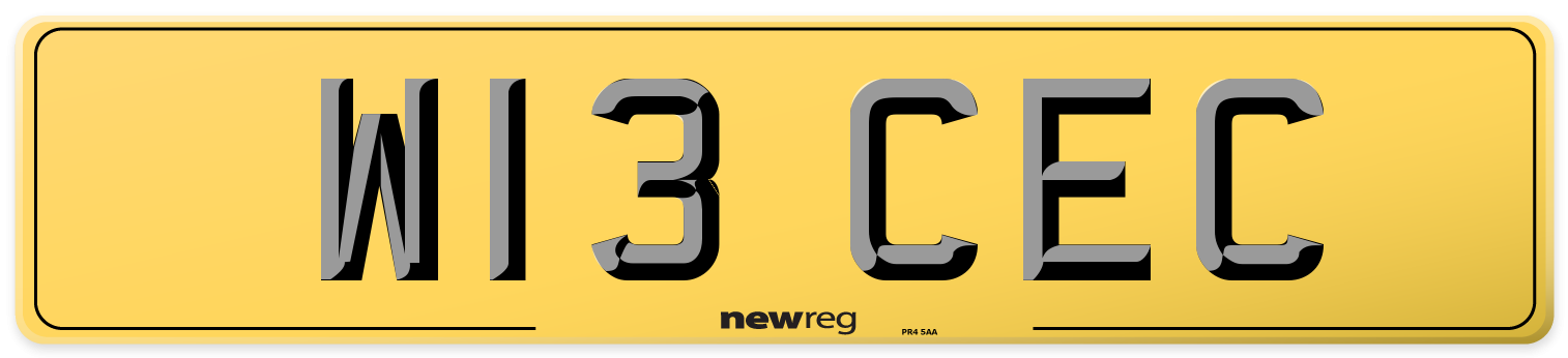 W13 CEC Rear Number Plate