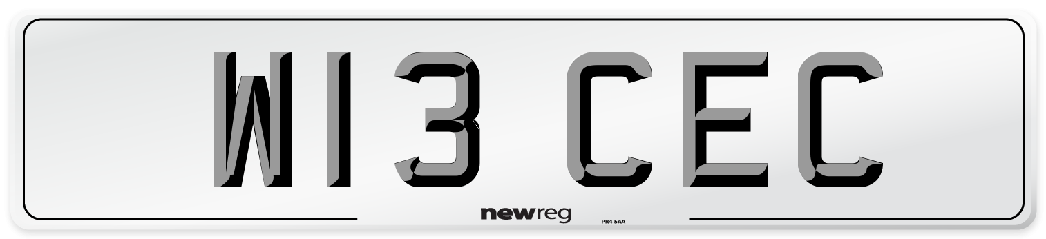 W13 CEC Front Number Plate