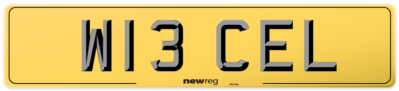 W13 CEL Rear Number Plate