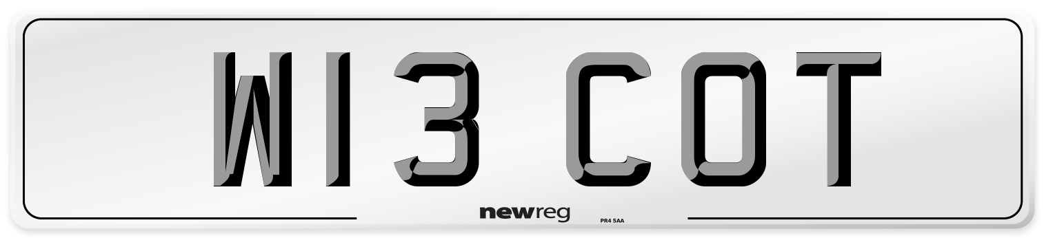 W13 COT Front Number Plate
