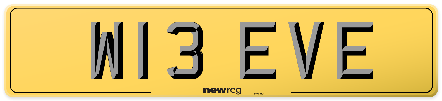 W13 EVE Rear Number Plate