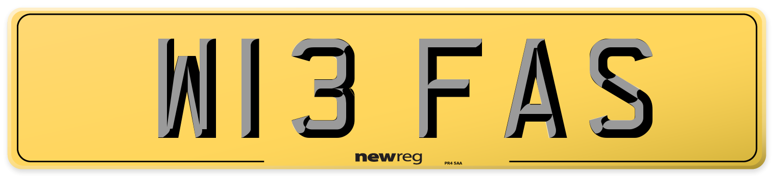 W13 FAS Rear Number Plate