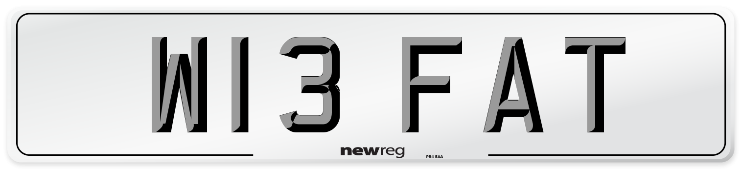 W13 FAT Front Number Plate
