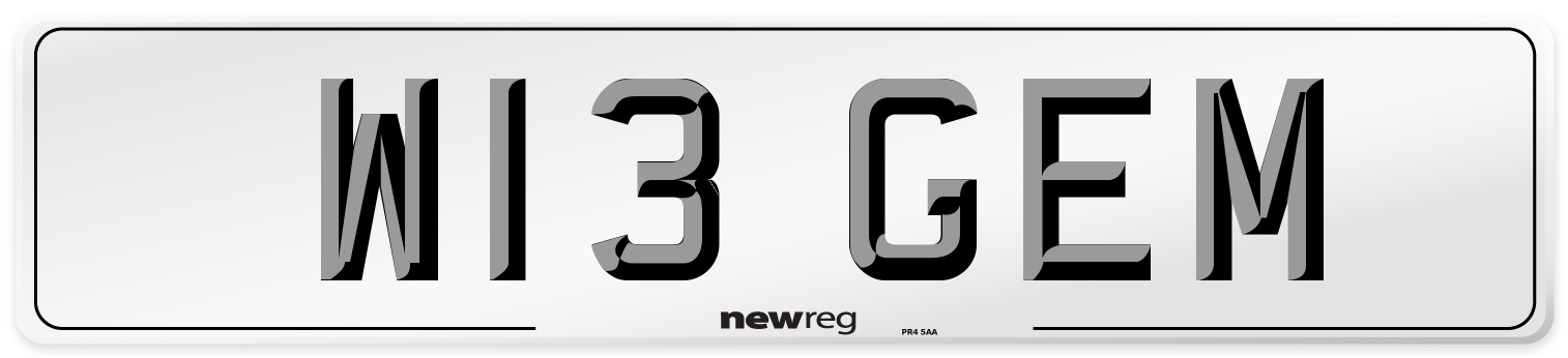W13 GEM Front Number Plate