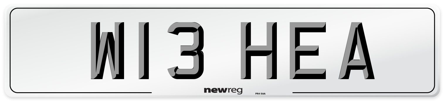 W13 HEA Front Number Plate