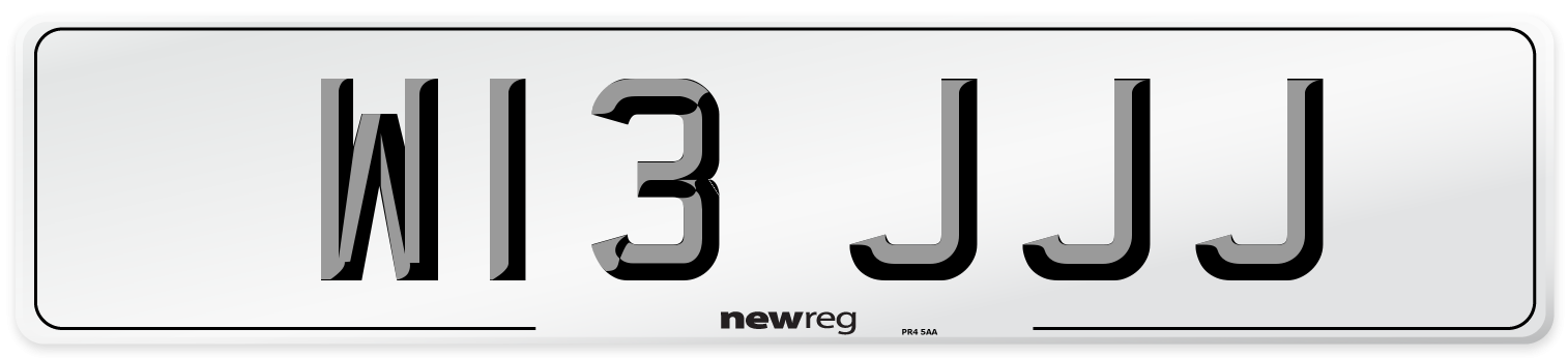 W13 JJJ Front Number Plate