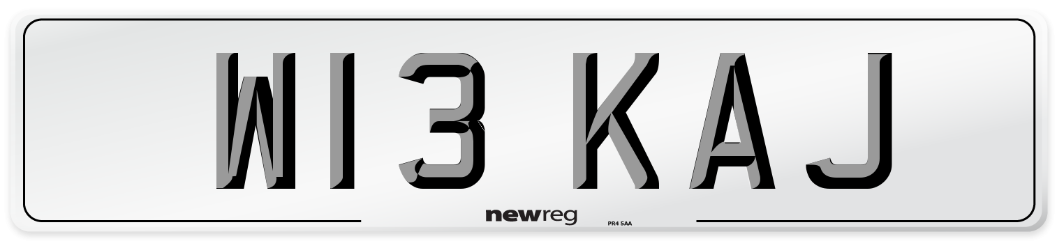 W13 KAJ Front Number Plate