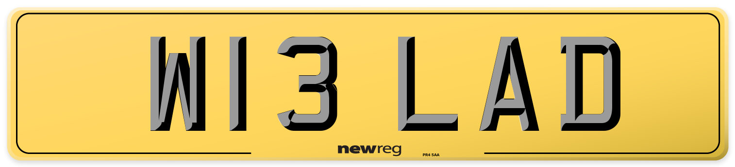 W13 LAD Rear Number Plate