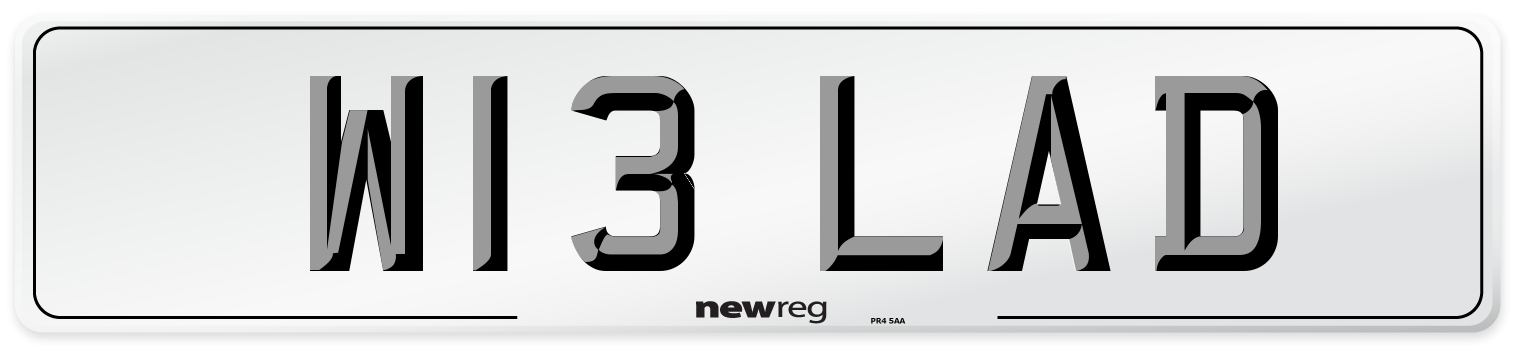 W13 LAD Front Number Plate
