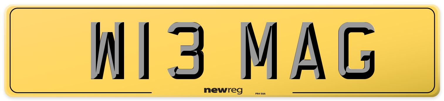 W13 MAG Rear Number Plate