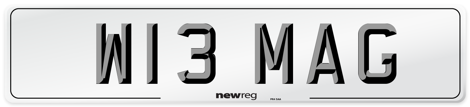 W13 MAG Front Number Plate