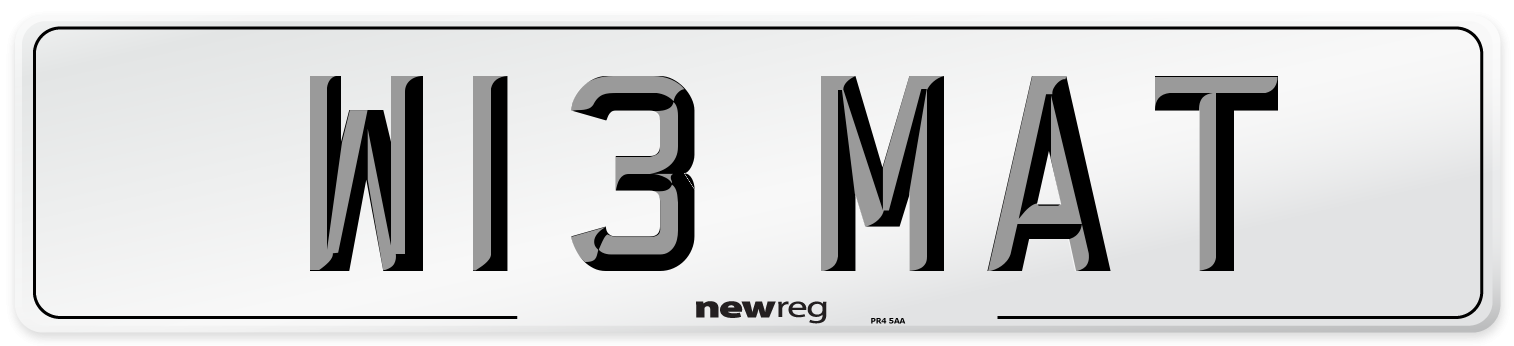 W13 MAT Front Number Plate