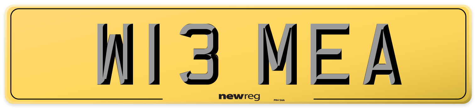 W13 MEA Rear Number Plate