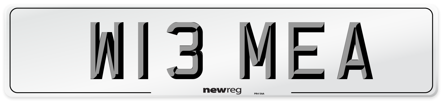 W13 MEA Front Number Plate