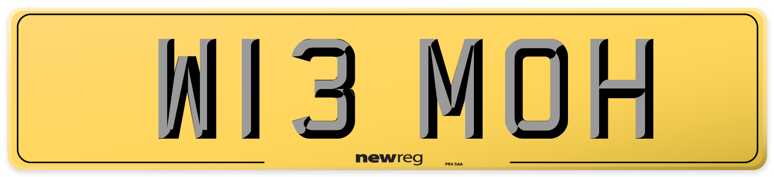 W13 MOH Rear Number Plate