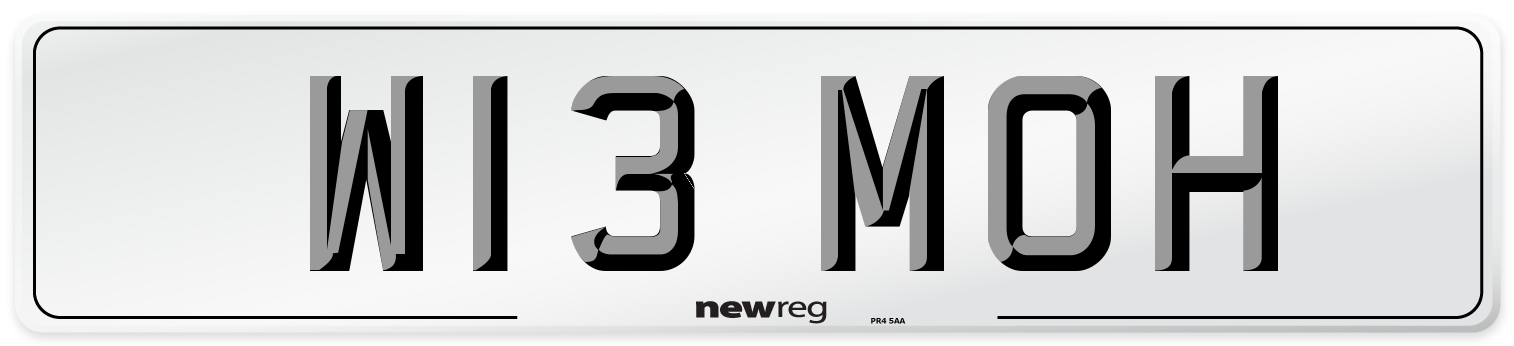W13 MOH Front Number Plate