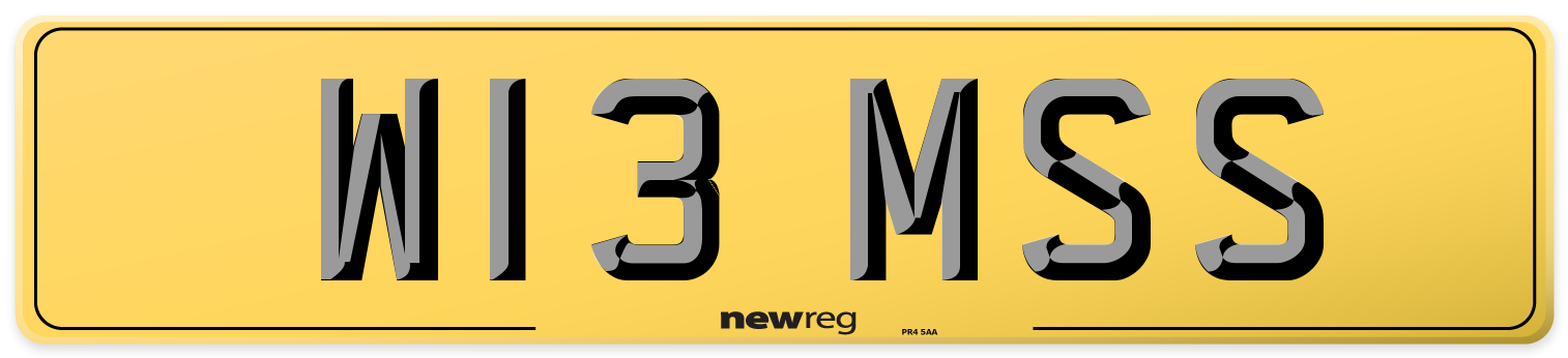 W13 MSS Rear Number Plate