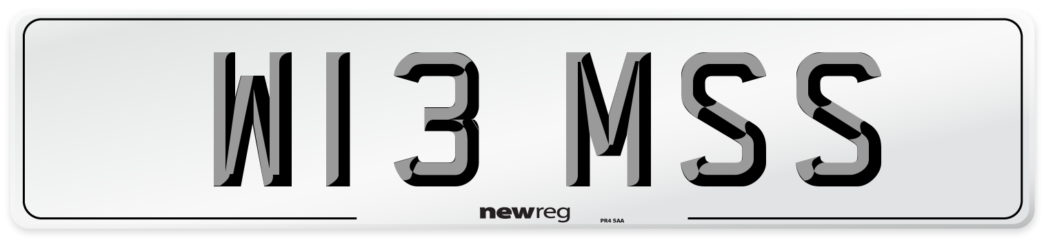 W13 MSS Front Number Plate