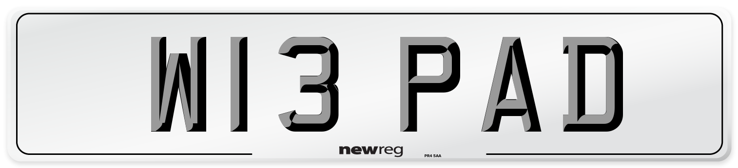 W13 PAD Front Number Plate