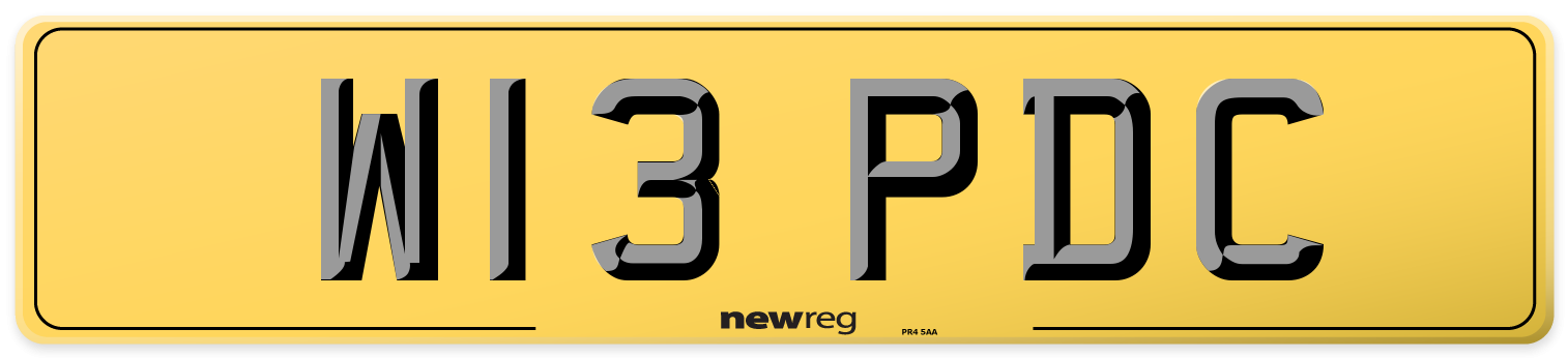 W13 PDC Rear Number Plate